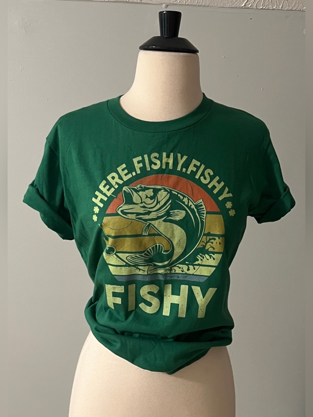 Green Graphic 'Fishy' Short Sleeve Tee